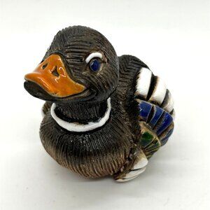 Artesania Rinconada Mallard Duck Figurine Hand Painted Ceramic Collectible Decor